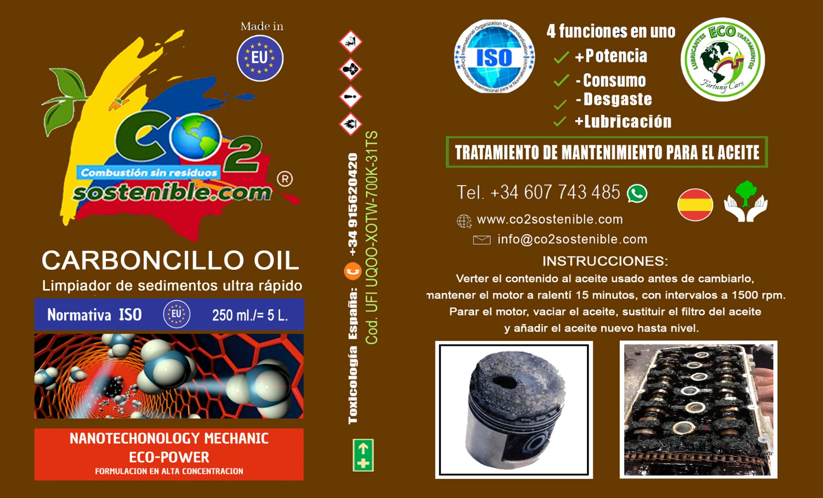 Carboncillo Oil & Limpiador interno motor autos - Imagen 2